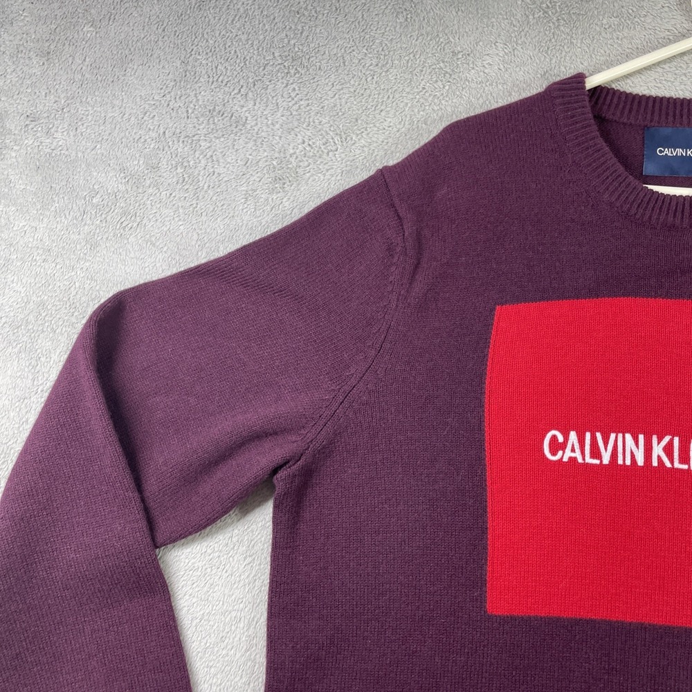 Calvin Klein Jeans Sweater Adult XL Pullover Crewneck 50% Wool Long Sleeve Men - Picture 3 of 14